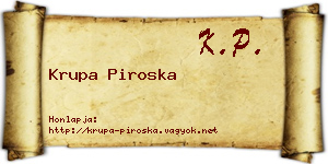 Krupa Piroska névjegykártya